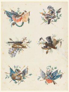 Six trophées composés d