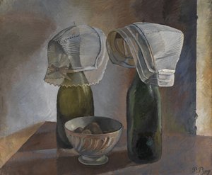 Nature morte avec bouteilles et bonnets bretons, vers 1924 - Pierre Roy