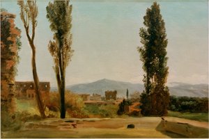 Dans les jardins Farnèse : Les trois peupliers et le Monte - Pierre de Valenciennes