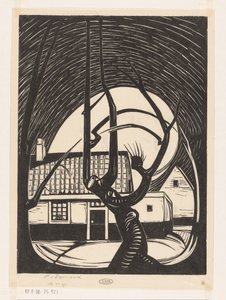 Saule devant une maison - Piet Egmond (signed by artist)