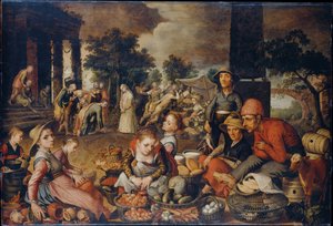 Scène de marché avec le Christ et la femme adultère - Pieter Aertsen