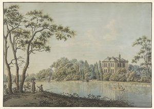 Vue sur la maison Over Holland avec pavillon de thé sur la Vecht à Nieuwersluis - Pieter Bartholomeusz. Barbiers