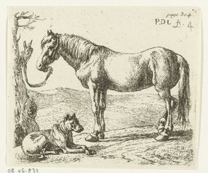 Cheval et chien dans un pré - Pieter Bodding van Laer