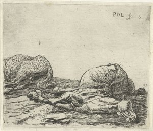 Deux chevaux morts (Série de chevaux) - Pieter Bodding van Laer