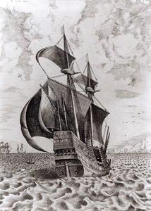 Navire, gravé par Hieronymus Cock - Pieter Bruegel the Elder