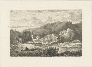 Paysage vallonné avec église et maisons - Pieter Casper Christ