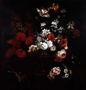 Nature morte de fleurs dans un vase en cuivre