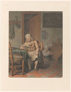 Intérieur avec homme lisant