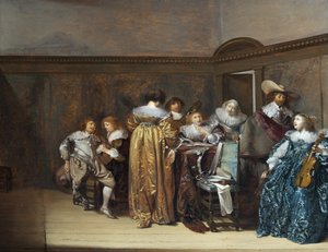 Cavaliers hollandais et leurs dames faisant de la musique