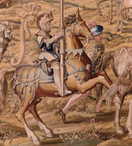 Série La Conquête de Tunis. Revue des troupes à Barcelone. Deuxième tapisserie de la série. Modèle Jan Vermeyen et Pieter Coecke van Aelst. 1543-1548. Manufacture Real Fábrica de Tapices de Santa Bárbara, Madrid - Pieter Coecke van Aelst