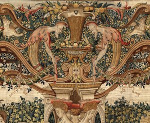 Vertumne et Pomone : Vertumne transformé en tailleur de haies, c.1550 (or, laine et soie)