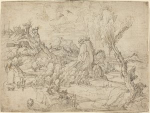 Paysage avec le baptême du Christ