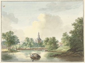 La Porte Hogerwoerd à Leyde vue depuis le Singel