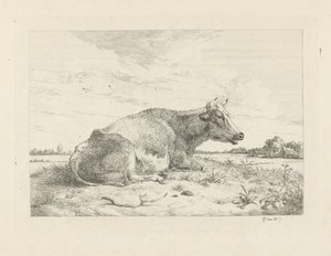 Vache couchée avec chardon - Pieter Gerardus van Os