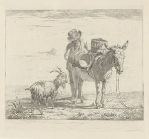 Homme avec un âne de bât et une chèvre - Pieter Gerardus van Os