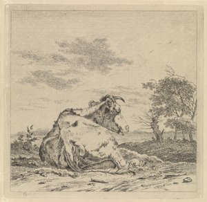 Paysage avec vache couchée