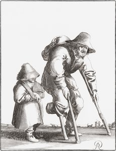 Mendiant estropié avec enfant
