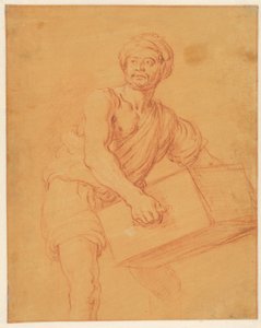 Studie eines bärtigen und turbantragenden Mannes, der eine Truhe trägt - Pieter Lastman