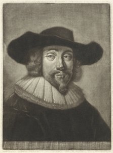 Portret van een man met een hoed en kraag - Pieter Louw