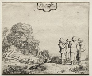 Paysage avec quatre paysans conversant, 1626