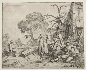 Paysage avec soldats