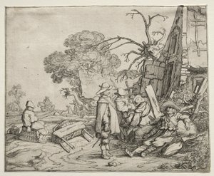 Paysage avec des soldats