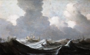 Quatre navires courant devant une tempête, 1630 - Pieter Mulier the Elder
