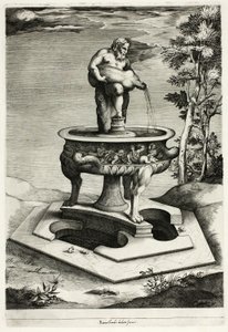 Fontaine avec Silène dans le Jardin du Palais Cesi près de Rome