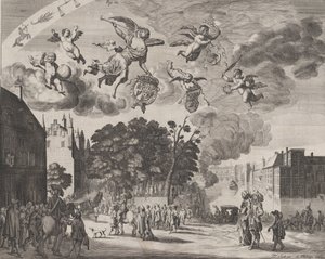 Charles II entrant à La Haye en calèche avec le Mauritshuis à droite