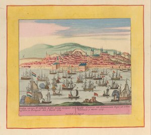 Arrivée de la flotte hollando-anglaise avec le roi Charles III à Lisbonne, 1704