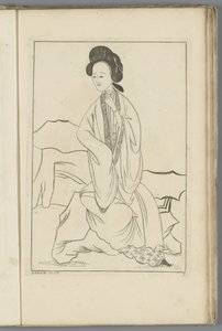 Femme chinoise avec sa main droite dans la manche de son kimono - Pieter Schenk (II) (possibly)