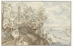 Rivière avec une chapelle à gauche