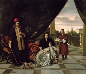 Portrait de famille sur une terrasse, 1667 - Pieter de Hooch