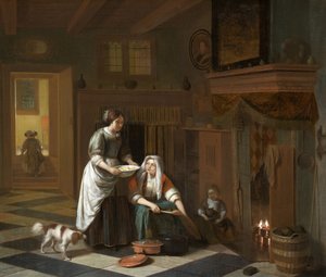 Au coin du feu, vers 1670-1675