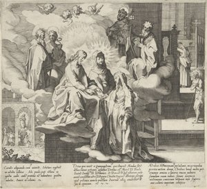 Catherine apparaît / Mariage de Catherine / Catherine partage son manteau - Pieter de Jode (I)