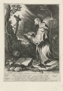 Saint François, agenouillé devant un crucifix - Pieter de Jode (I)