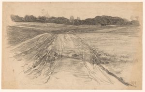 Chemin de campagne à travers le champ ouvert