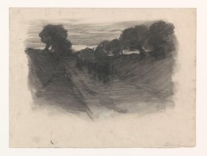 Chemin de campagne avec charrette de foin