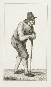Homme appuyé sur un bâton