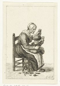 Femme avec enfant sur les genoux