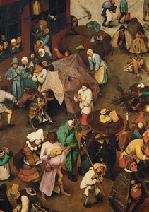 Combat entre le carnaval et le carême ... (huile sur bois de chêne)
