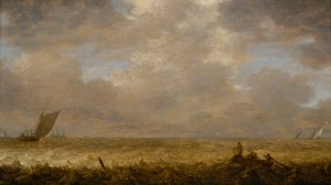 Une mer peu profonde avec des bateaux de pêche, c.1640 - Pieter the Elder Mulier