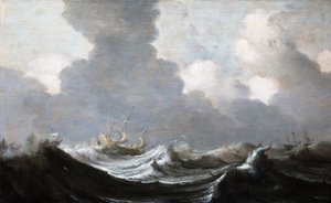 Quatre navires courant devant une tempête, 1630 - Pieter the Elder Mulier
