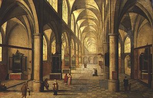 Intérieur de la cathédrale avec des figures - Pieter the Elder Neeffs