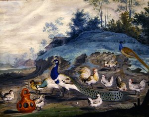 Oiseaux exotiques dans un paysage pittoresque