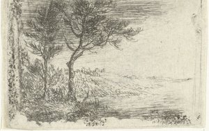 French : Paysage avec deux arbres