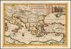 Carte de la Méditerranée orientale en 1700 par Pieter van der Aa