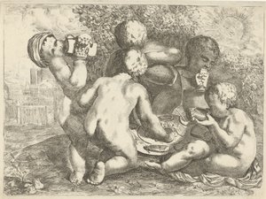 Bacchanale avec cinq putti - Pieter van der Plas (II)