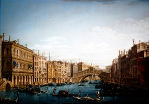 Le Grand Canal vers le nord en direction du pont du Rialto - Pietro Bellotti