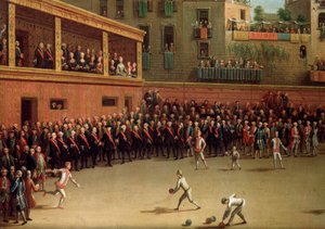 Jeu de balle italien (palla a bracciale) en intérieur Peinture de Pietro Fabris (1740-1792) - Pietro Fabris